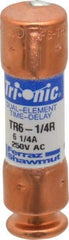 Ferraz Shawmut - 160 VDC, 250 VAC, 6.25 Amp, Time Delay General Purpose Fuse - Clip Mount, 50.8mm OAL, 20 at DC, 200 at AC kA Rating, 9/16" Diam - Exact Tool & Supply