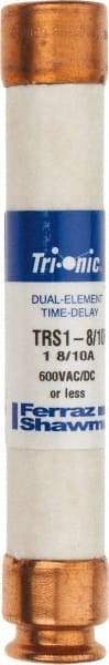 Ferraz Shawmut - 600 VAC/VDC, 1.8 Amp, Time Delay General Purpose Fuse - Clip Mount, 127mm OAL, 20 at DC, 200 at AC kA Rating, 13/16" Diam - Exact Tool & Supply