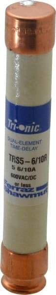 Ferraz Shawmut - 600 VAC/VDC, 5.6 Amp, Time Delay General Purpose Fuse - Clip Mount, 127mm OAL, 20 at DC, 200 at AC kA Rating, 13/16" Diam - Exact Tool & Supply