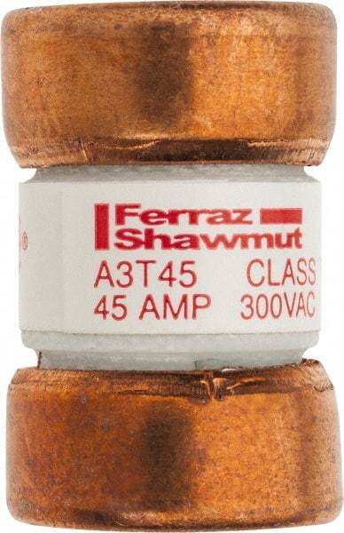 Ferraz Shawmut - 160 VDC, 300 VAC, 45 Amp, Fast-Acting General Purpose Fuse - Clip Mount, 7/8" OAL, 200 at AC, 50 at DC kA Rating, 9/16" Diam - Exact Tool & Supply