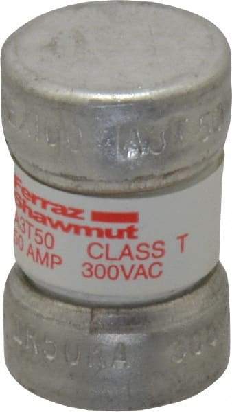 Ferraz Shawmut - 160 VDC, 300 VAC, 50 Amp, Fast-Acting General Purpose Fuse - Clip Mount, 7/8" OAL, 200 at AC, 50 at DC kA Rating, 9/16" Diam - Exact Tool & Supply