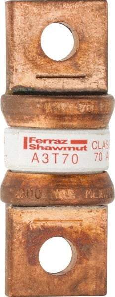 Ferraz Shawmut - 160 VDC, 300 VAC, 70 Amp, Fast-Acting General Purpose Fuse - Bolt-on Mount, 2-5/32" OAL, 200 at AC, 50 at DC kA Rating, 13/16" Diam - Exact Tool & Supply