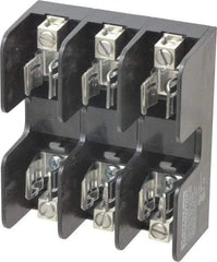 Ferraz Shawmut - 3 Pole, 250 VAC/VDC, 60 Amp, Screw Mount Fuse Block - 3 Inch Long x 3 Inch Wide x 1.38 Inch High Block - Exact Tool & Supply