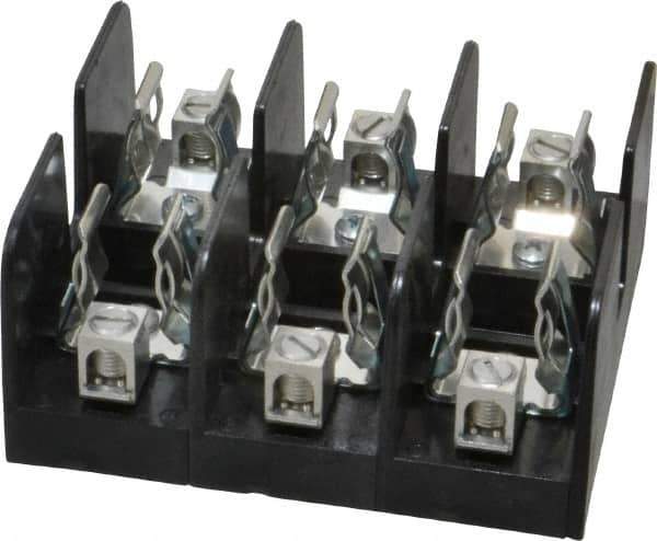 Ferraz Shawmut - 3 Pole, 14 to 2 AWG, 600 VAC/VDC, 60 Amp, Screw Mount Fuse Block - 4 Inch Long x 4.65 Inch Wide x 2.21 Inch High Block - Exact Tool & Supply
