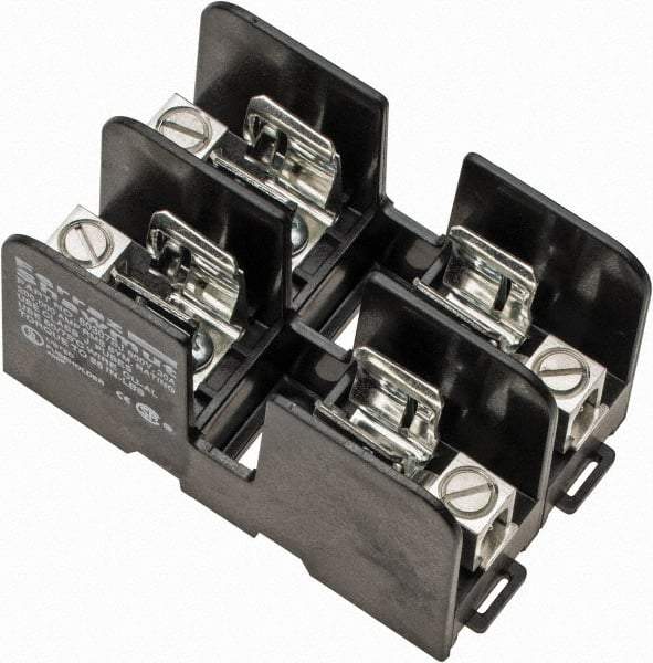 Ferraz Shawmut - 2 Pole, 14 to 2 AWG, 600 VAC/VDC, 30 Amp, DIN Rail Mount, Screw Mount Fuse Block - 3.9 Inch Long x 2.45 Inch Wide x 2.2 Inch High Block - Exact Tool & Supply