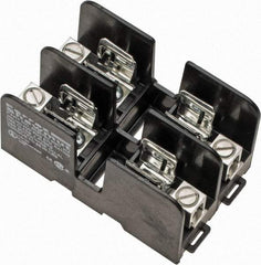 Ferraz Shawmut - 2 Pole, 14 to 2 AWG, 600 VAC/VDC, 30 Amp, DIN Rail Mount, Screw Mount Fuse Block - 3.9 Inch Long x 2.45 Inch Wide x 2.2 Inch High Block - Exact Tool & Supply