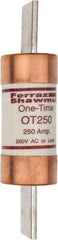 Ferraz Shawmut - 250 VAC/VDC, 250 Amp, Fast-Acting General Purpose Fuse - Clip Mount, 8-5/8" OAL, 20 at DC, 50 at AC kA Rating, 2-1/16" Diam - Exact Tool & Supply