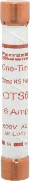 Ferraz Shawmut - 300 VDC, 600 VAC, 6 Amp, Fast-Acting General Purpose Fuse - Clip Mount, 127mm OAL, 20 at DC, 50 at AC kA Rating, 13/16" Diam - Exact Tool & Supply