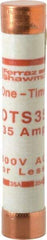 Ferraz Shawmut - 300 VDC, 600 VAC, 35 Amp, Fast-Acting General Purpose Fuse - Clip Mount, 5-1/2" OAL, 20 at DC, 50 at AC kA Rating, 1-1/16" Diam - Exact Tool & Supply