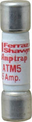 Ferraz Shawmut - 600 VAC/VDC, 5 Amp, Fast-Acting General Purpose Fuse - Clip Mount, 1-1/2" OAL, 100 at AC/DC kA Rating, 13/32" Diam - Exact Tool & Supply