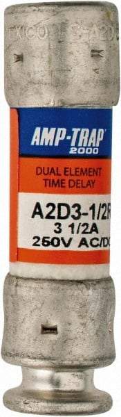 Ferraz Shawmut - 250 VAC/VDC, 3.5 Amp, Time Delay General Purpose Fuse - Clip Mount, 51mm OAL, 100 at DC, 200 at AC kA Rating, 9/16" Diam - Exact Tool & Supply