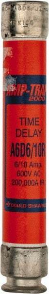 Ferraz Shawmut - 600 VAC/VDC, 0.6 Amp, Time Delay General Purpose Fuse - Clip Mount, 127mm OAL, 100 at DC, 200 at AC kA Rating, 13/16" Diam - Exact Tool & Supply