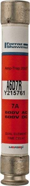 Ferraz Shawmut - 600 VAC/VDC, 7 Amp, Time Delay General Purpose Fuse - Clip Mount, 127mm OAL, 100 at DC, 200 at AC kA Rating, 13/16" Diam - Exact Tool & Supply
