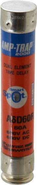 Ferraz Shawmut - 600 VAC/VDC, 60 Amp, Time Delay General Purpose Fuse - Clip Mount, 5-1/2" OAL, 100 at DC, 200 at AC kA Rating, 1-1/16" Diam - Exact Tool & Supply