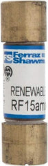 Ferraz Shawmut - 250 VAC, 15 Amp, Fast-Acting Renewable Fuse - Clip Mount, 51mm OAL, 10 at AC kA Rating, 9/16" Diam - Exact Tool & Supply