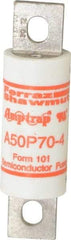 Ferraz Shawmut - 450 VDC, 500 VAC, 70 Amp, Fast-Acting Semiconductor/High Speed Fuse - Bolt-on Mount, 3-5/8" OAL, 100 at AC, 79 at DC kA Rating, 1" Diam - Exact Tool & Supply