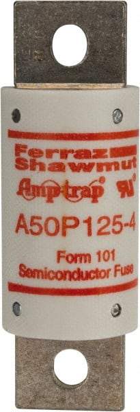 Ferraz Shawmut - 450 VDC, 500 VAC, 125 Amp, Fast-Acting Semiconductor/High Speed Fuse - Bolt-on Mount, 3-5/8" OAL, 100 at AC, 79 at DC kA Rating, 31mm Diam - Exact Tool & Supply