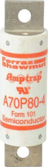 Ferraz Shawmut - 650 VDC, 700 VAC, 80 Amp, Fast-Acting Semiconductor/High Speed Fuse - Bolt-on Mount, 4-3/8" OAL, 100 at AC/DC kA Rating, 31mm Diam - Exact Tool & Supply