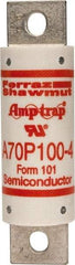 Ferraz Shawmut - 650 VDC, 700 VAC, 100 Amp, Fast-Acting Semiconductor/High Speed Fuse - Bolt-on Mount, 4-3/8" OAL, 100 at AC/DC kA Rating, 31mm Diam - Exact Tool & Supply