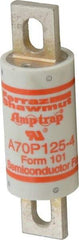 Ferraz Shawmut - 650 VDC, 700 VAC, 125 Amp, Fast-Acting Semiconductor/High Speed Fuse - Bolt-on Mount, 5-3/32" OAL, 100 at AC/DC kA Rating, 1-1/2" Diam - Exact Tool & Supply