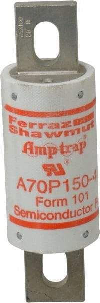 Ferraz Shawmut - 650 VDC, 700 VAC, 150 Amp, Fast-Acting Semiconductor/High Speed Fuse - Bolt-on Mount, 5-3/32" OAL, 100 at AC/DC kA Rating, 1-1/2" Diam - Exact Tool & Supply