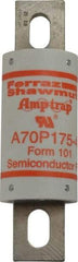 Ferraz Shawmut - 650 VDC, 700 VAC, 175 Amp, Fast-Acting Semiconductor/High Speed Fuse - Bolt-on Mount, 5-3/32" OAL, 100 at AC/DC kA Rating, 1-1/2" Diam - Exact Tool & Supply