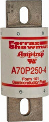 Ferraz Shawmut - 650 VDC, 700 VAC, 250 Amp, Fast-Acting Semiconductor/High Speed Fuse - Bolt-on Mount, 5-3/32" OAL, 100 at AC/DC kA Rating, 2" Diam - Exact Tool & Supply