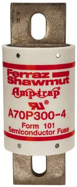 Ferraz Shawmut - 650 VDC, 700 VAC, 300 Amp, Fast-Acting Semiconductor/High Speed Fuse - Bolt-on Mount, 5-3/32" OAL, 100 at AC/DC kA Rating, 2" Diam - Exact Tool & Supply
