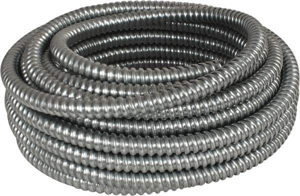 Made in USA - 1/2" Trade Size, 50' Long, Flexible Reduced Wall Flex Conduit - Steel, 5/8" ID - Exact Tool & Supply