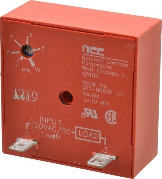 NCC - 2 Pin, Time Delay Relay - 1 at Resistive or Inductive Load Contact Amp, 120 VAC/VDC, On Board Trimpot - Exact Tool & Supply