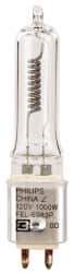 Philips - 1,000 Watt, 120 Volt, Halogen Miniature & Specialty T3 Lamp - Medium Bi-Pin Base, 750 to 1599 Equivalent Range, Neutral (3,000 to 3,699), 2-1/8" OAL - Exact Tool & Supply