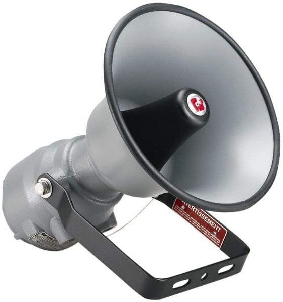 Federal Signal Corp - 15 Max Watt, 13.1 Inch Diameter, Round Aluminum Explosion Proof Horn and Speaker - Weather and Waterproof, 16.3 Inch Deep, Includes 25, 70 Volt Transformer - Exact Tool & Supply