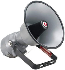 Federal Signal Corp - 15 Max Watt, 13.1 Inch Diameter, Round Aluminum Explosion Proof Horn and Speaker - Weather and Waterproof, 16.3 Inch Deep, Includes 25, 70 Volt Transformer - Exact Tool & Supply