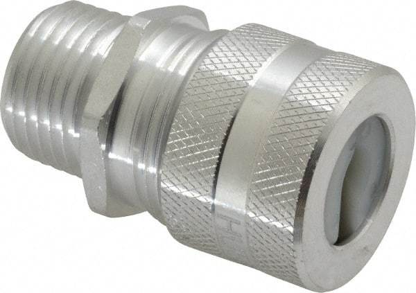 Hubbell Wiring Device-Kellems - 6.3 to 9.7mm Capacity, Liquidtight, Straight Strain Relief Cord Grip - 1/2 NPT Thread, Aluminum - Exact Tool & Supply