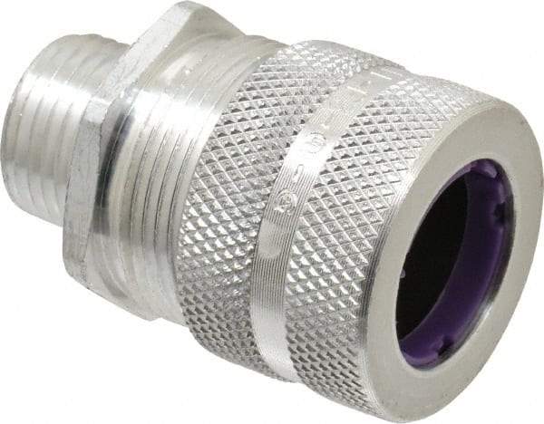 Hubbell Wiring Device-Kellems - 19 to 22.2mm Capacity, Liquidtight, Straight Strain Relief Cord Grip - 1/2 NPT Thread, Aluminum - Exact Tool & Supply