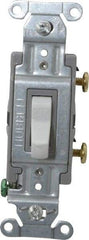 Hubbell Wiring Device-Kellems - 1 Pole, 120 to 277 VAC, 20 Amp, Commercial Grade, Toggle, Wall and Dimmer Light Switch - 4-1/16 Inch High - Exact Tool & Supply