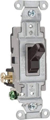 Hubbell Wiring Device-Kellems - 3 Pole, 120 to 277 VAC, 15 Amp, Commercial Grade, Toggle, Wall and Dimmer Light Switch - 4-1/16 Inch High - Exact Tool & Supply