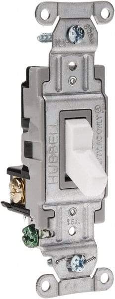 Hubbell Wiring Device-Kellems - 3 Pole, 120 to 277 VAC, 15 Amp, Commercial Grade, Toggle, Wall and Dimmer Light Switch - 4-1/16 Inch High - Exact Tool & Supply