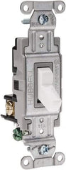 Hubbell Wiring Device-Kellems - 3 Pole, 120 to 277 VAC, 15 Amp, Commercial Grade, Toggle, Wall and Dimmer Light Switch - 4-1/16 Inch High - Exact Tool & Supply