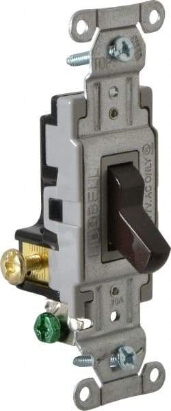 Hubbell Wiring Device-Kellems - 3 Pole, 120 to 277 VAC, 20 Amp, Commercial Grade, Toggle, Wall and Dimmer Light Switch - 4-1/16 Inch High - Exact Tool & Supply