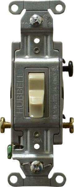 Hubbell Wiring Device-Kellems - 3 Pole, 120 to 277 VAC, 20 Amp, Commercial Grade, Toggle, Wall and Dimmer Light Switch - 4-1/16 Inch High - Exact Tool & Supply