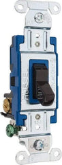 Hubbell Wiring Device-Kellems - 3 Pole, 120 to 277 VAC, 15 Amp, Commercial Grade, Toggle, Wall and Dimmer Light Switch - 4.06 Inch Wide x 103.2 mm High - Exact Tool & Supply