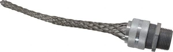 Hubbell Wiring Device-Kellems - 19 to 22.4mm Capacity, Liquidtight, Straight Strain Relief Cord Grip - 1 NPT Thread, 8.065" Long, Aluminum - Exact Tool & Supply