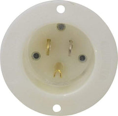 Hubbell Wiring Device-Kellems - 125 VAC, 15 Amp, 5-15P NEMA Configuration, White, Industrial Grade, Self Grounding Single Receptacle - 1 Phase, 2 Poles, 3 Wire, Flush Mount - Exact Tool & Supply