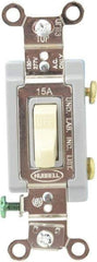 Hubbell Wiring Device-Kellems - 1 Pole, 120 to 277 VAC, 15 Amp, Industrial Grade Toggle, Wall and Dimmer Light Switch - 1-5/16 Inch Wide x 4-1/16 Inch High - Exact Tool & Supply