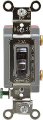 Hubbell Wiring Device-Kellems - 1 Pole, 120 to 277 VAC, 20 Amp, Industrial Grade, Toggle, Wall and Dimmer Light Switch - 1-5/16 Inch Wide x 4-1/16 Inch High - Exact Tool & Supply
