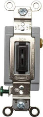Hubbell Wiring Device-Kellems - 1 Pole, 120 to 277 VAC, 20 Amp, Industrial Grade, Toggle, Wall and Dimmer Light Switch - 1-5/16 Inch Wide x 4-1/16 Inch High - Exact Tool & Supply