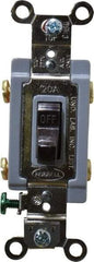 Hubbell Wiring Device-Kellems - 2 Pole, 120 to 277 VAC, 20 Amp, Industrial Grade, Toggle, Wall and Dimmer Light Switch - 1-5/16 Inch Wide x 4-1/16 Inch High - Exact Tool & Supply