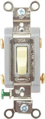 Hubbell Wiring Device-Kellems - 2 Pole, 120 to 277 VAC, 20 Amp, Industrial Grade, Toggle, Wall and Dimmer Light Switch - 1-5/16 Inch Wide x 4-1/16 Inch High - Exact Tool & Supply