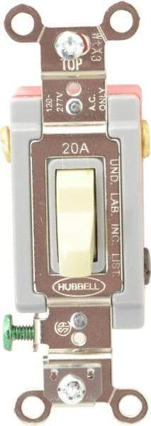 Hubbell Wiring Device-Kellems - 3 Pole, 120 to 277 VAC, 20 Amp, Industrial Grade, Toggle, Wall and Dimmer Light Switch - 1-5/16 Inch Wide x 4-1/16 Inch High - Exact Tool & Supply